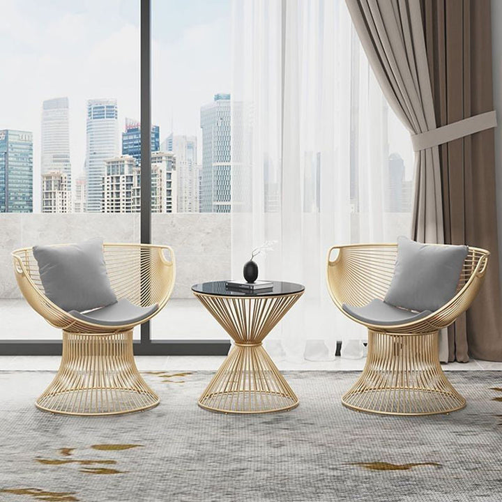 Modern Luxury Oval Curved Upholstered Iron Velvet Chair For Living Room
