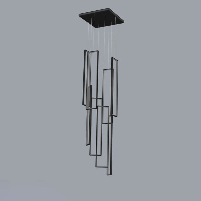 Plafonnier LED moderne minimaliste en fer, aluminium et silice rectangulaire pour escalier 