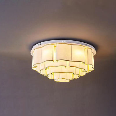 Traditionelle chinesische Eisen Stoff Runde Wolke 5/6/7/9/12/13 Licht Unterputz Deckenleuchte für Schlafzimmer 
