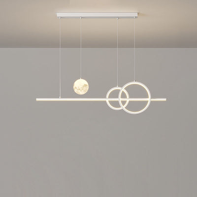 Moderne minimalistische Streifen Kegel Kreis Eisen Acryl LED Kronleuchter Insel Licht für Esszimmer 