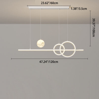 Moderne minimalistische Streifen Kegel Kreis Eisen Acryl LED Kronleuchter Insel Licht für Esszimmer 