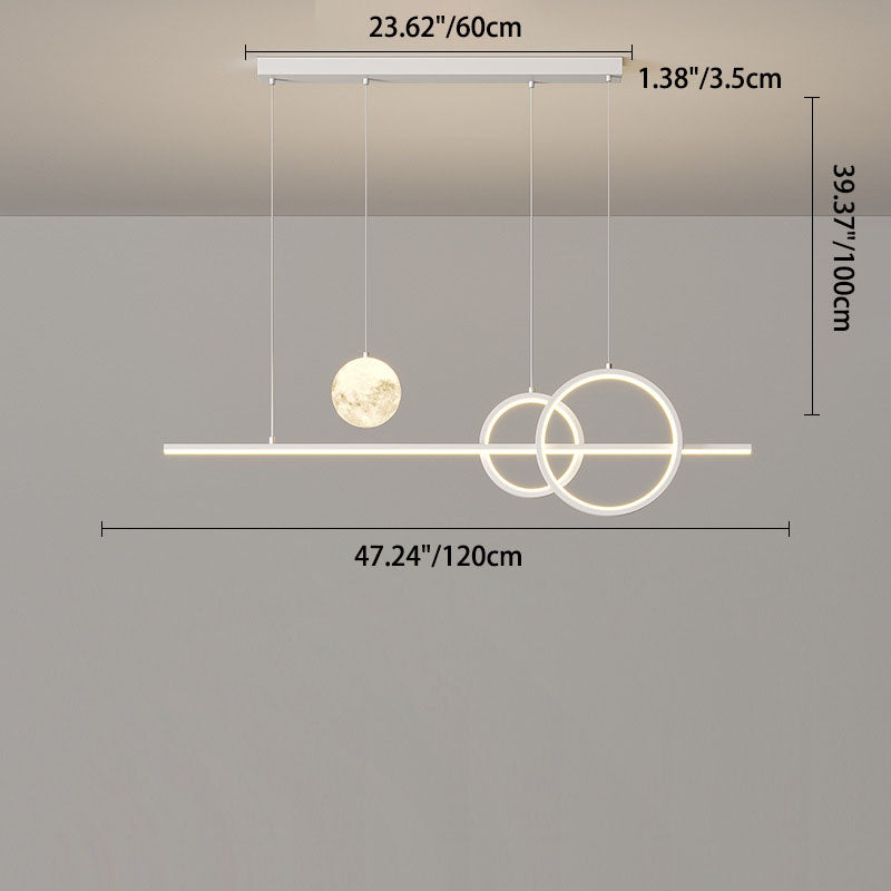 Moderne minimalistische Streifen Kegel Kreis Eisen Acryl LED Kronleuchter Insel Licht für Esszimmer 