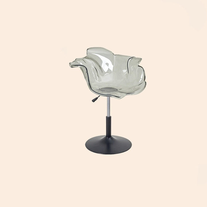 Chaise de salle à manger contemporaine créative en forme de pétale en PC, relevable, avec dossier et accoudoirs, pour salle à manger 