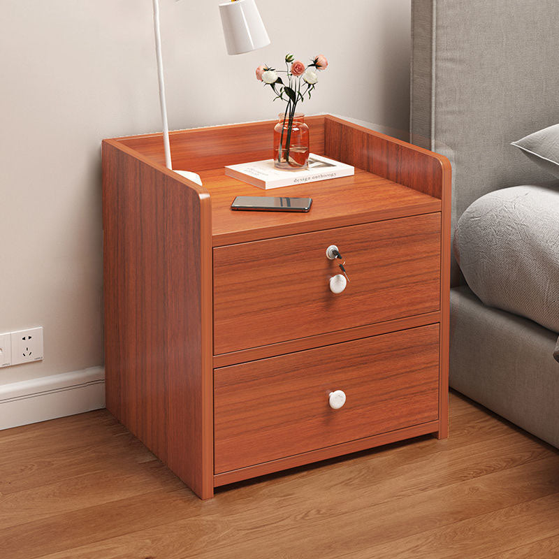 Table de chevet rectangulaire minimaliste moderne en panneau de densité avec 1/2/3 tiroirs pour chambre à coucher 
