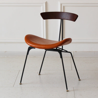 Chaise de salle à manger contemporaine en fourmi industrielle, bois, armature en cuir, tissu, éponge avec dossier pour salle à manger 