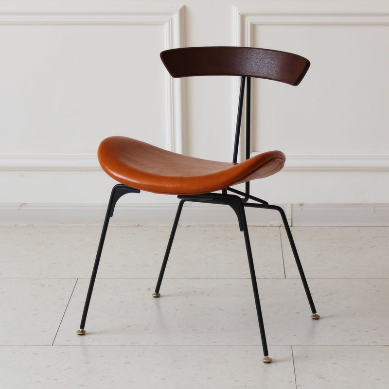 Chaise de salle à manger contemporaine en fourmi industrielle, bois, armature en cuir, tissu, éponge avec dossier pour salle à manger 