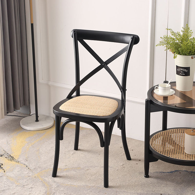 Dossier de chaise de salle à manger en rotin tissé rustique traditionnel en bois éponge rond rectangulaire 
