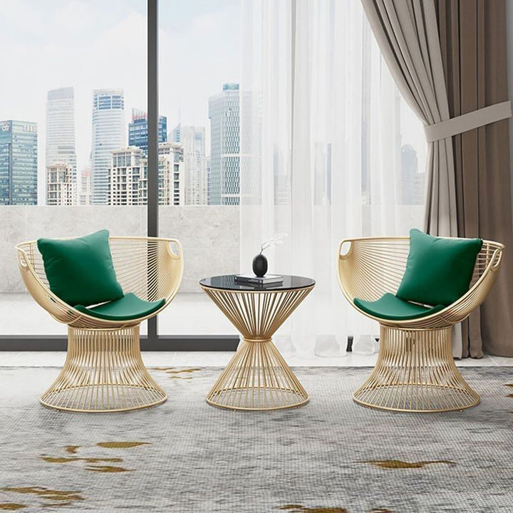 Modern Luxury Oval Curved Upholstered Iron Velvet Chair For Living Room