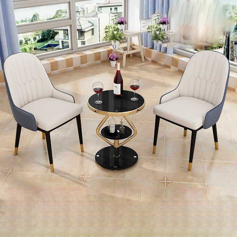 Zeitgenössischer nordischer runder Lutscher-Glas-Edelstahl-Beistelltisch 2-stufig für das Wohnzimmer 