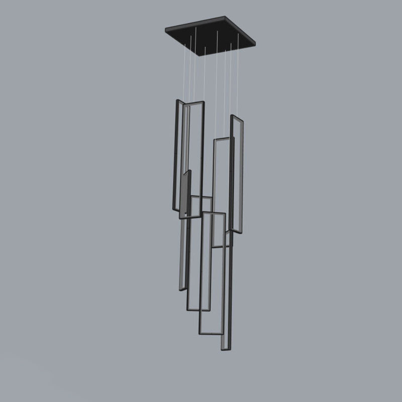 Plafonnier LED moderne minimaliste en fer, aluminium et silice rectangulaire pour escalier 