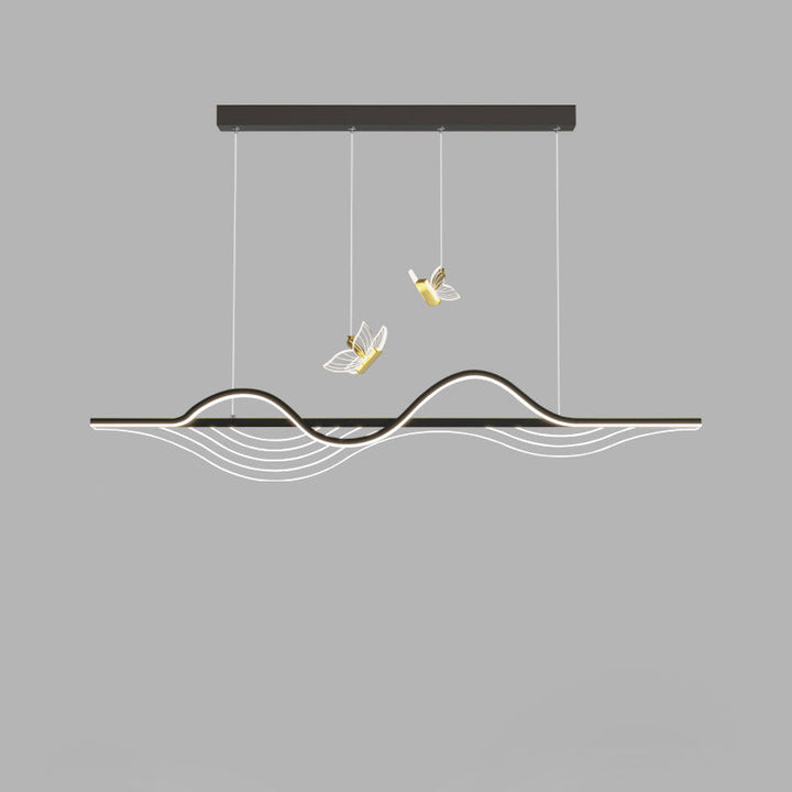 Modern Minimalist Long Butterfly Silicone Hardware Acrylic LED Island Light Chandelier For Living Room
