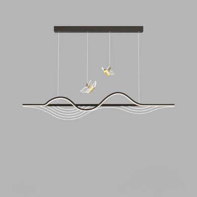 Moderne minimalistische lange Schmetterling Silikon Hardware Acryl LED Insel Licht Kronleuchter für Wohnzimmer 