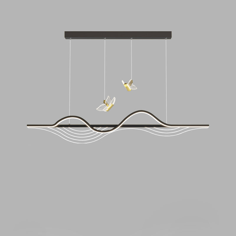 Moderne minimalistische lange Schmetterling Silikon Hardware Acryl LED Insel Licht Kronleuchter für Wohnzimmer 
