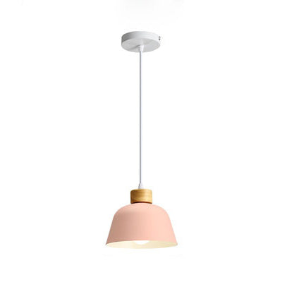 Moderne minimalistische runde Aluminium-Holz-Pendelleuchte mit 1 Licht für Esszimmer