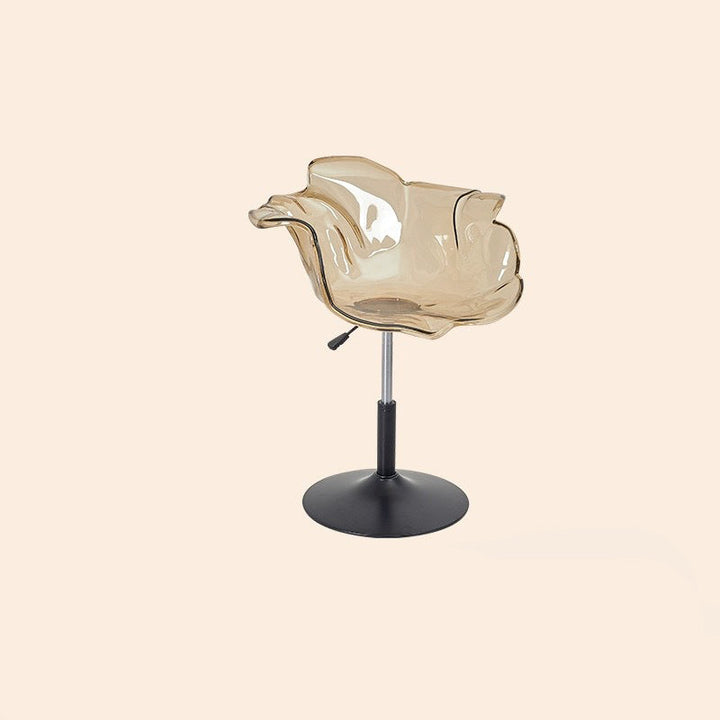 Chaise de salle à manger contemporaine créative en forme de pétale en PC, relevable, avec dossier et accoudoirs, pour salle à manger 