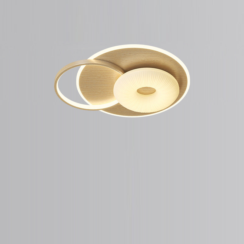 Lustre Plafonnier LED Rond en Métal Nordique Contemporain avec Motif de Fleurs et Triangle pour Chambre 