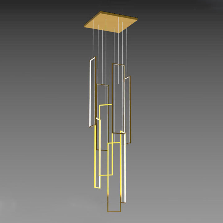 Plafonnier LED moderne minimaliste en fer, aluminium et silice rectangulaire pour escalier 