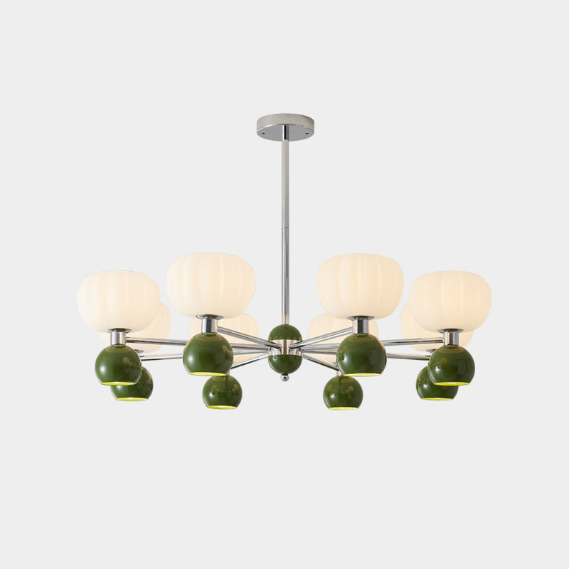 Lustre Contemporain Créatif Citrouille Orbe Fer Aluminium Acrylique 6/12/16 Lumières Pour Salon 