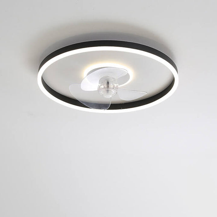 Contemporary Nordic Round Iron Silicone Aluminum Invisible LED Flush Mount Ceiling Fan Light For Living Room &amp; Bedroom