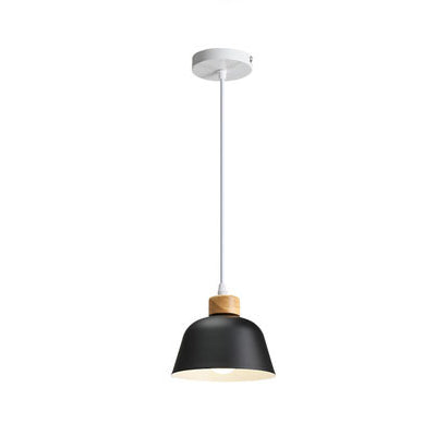 Moderne minimalistische runde Aluminium-Holz-Pendelleuchte mit 1 Licht für Esszimmer