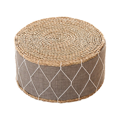 Contemporary Creative Round Cattail Fabric Low Stool For Living Room