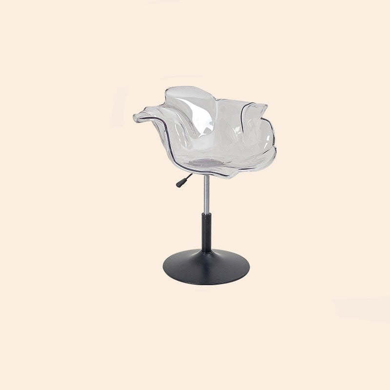 Chaise de salle à manger contemporaine créative en forme de pétale en PC, relevable, avec dossier et accoudoirs, pour salle à manger 