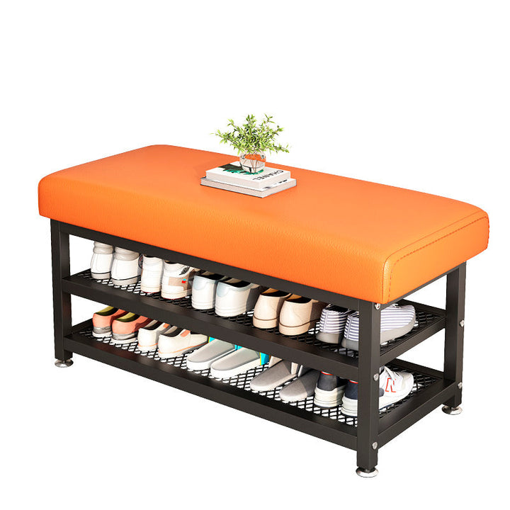 Modern Luxury Rectangle Synthetic Fabric Carbon Steel Shoe Storage 2-Shelf For Entryways