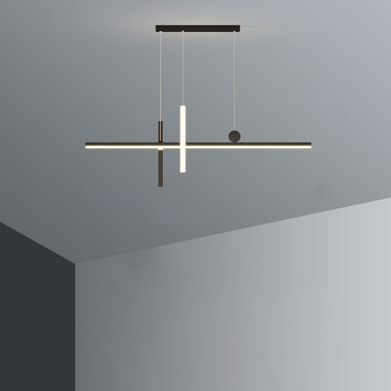Moderne minimalistische Streifen Kegel Kreis Eisen Acryl LED Kronleuchter Insel Licht für Esszimmer 