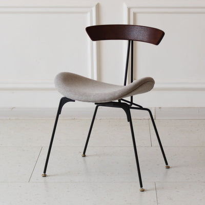 Chaise de salle à manger contemporaine en fourmi industrielle, bois, armature en cuir, tissu, éponge avec dossier pour salle à manger 