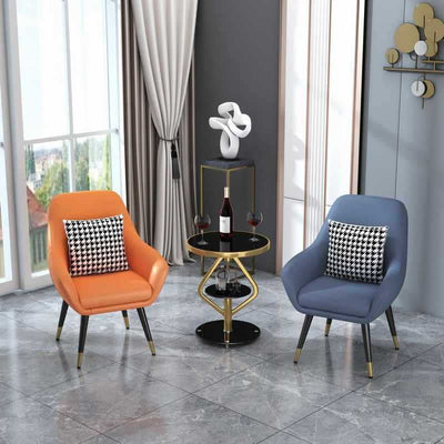 Zeitgenössischer nordischer runder Lutscher-Glas-Edelstahl-Beistelltisch 2-stufig für das Wohnzimmer 