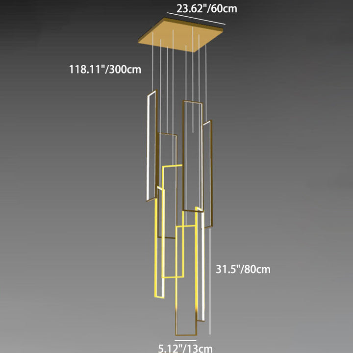 Plafonnier LED moderne minimaliste en fer, aluminium et silice rectangulaire pour escalier 