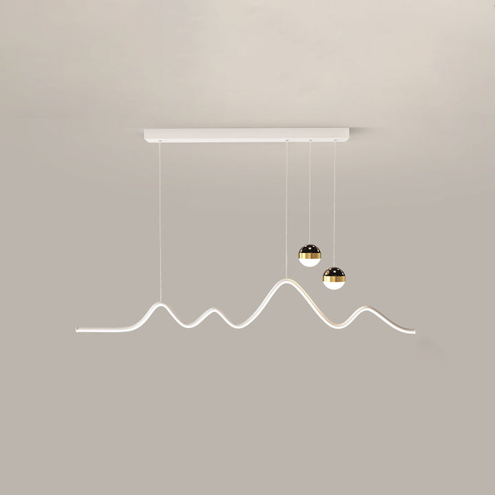 Contemporary Nordic Iron Acrylic Ball Line Wavy LED  Island Light Chandeliers For Dining Room