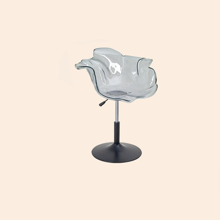 Chaise de salle à manger contemporaine créative en forme de pétale en PC, relevable, avec dossier et accoudoirs, pour salle à manger 