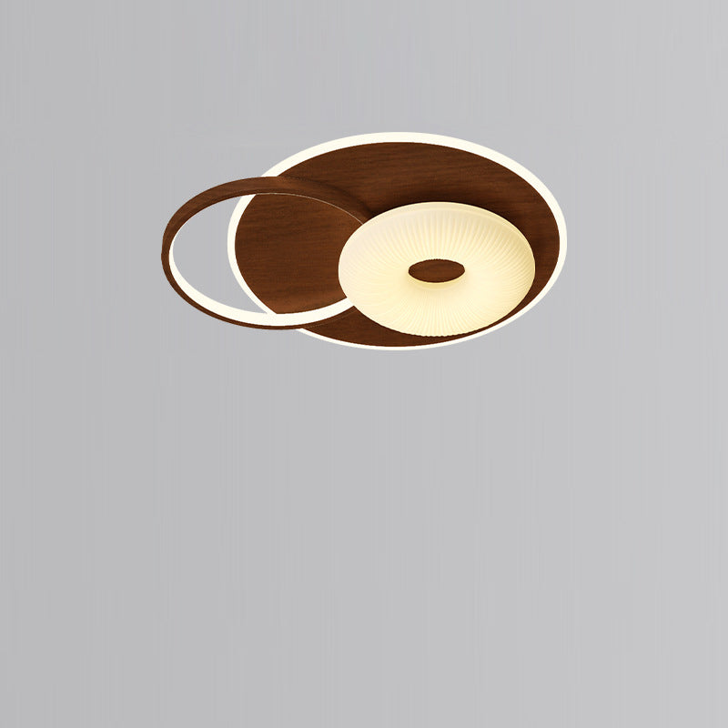 Lustre Plafonnier LED Rond en Métal Nordique Contemporain avec Motif de Fleurs et Triangle pour Chambre 