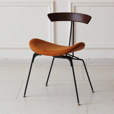 Chaise de salle à manger contemporaine en fourmi industrielle, bois, armature en cuir, tissu, éponge avec dossier pour salle à manger 