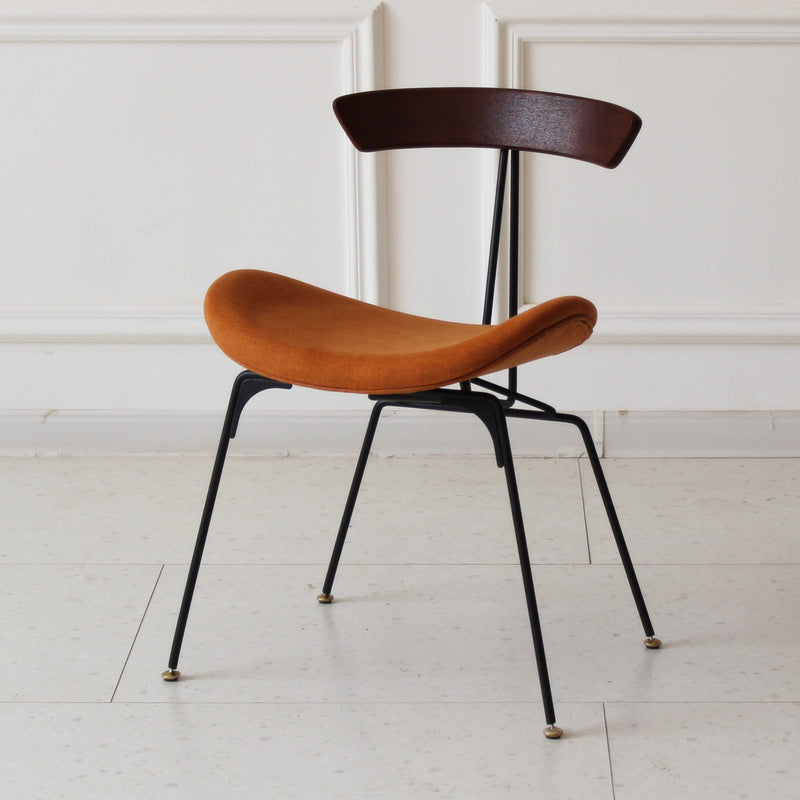 Chaise de salle à manger contemporaine en fourmi industrielle, bois, armature en cuir, tissu, éponge avec dossier pour salle à manger 