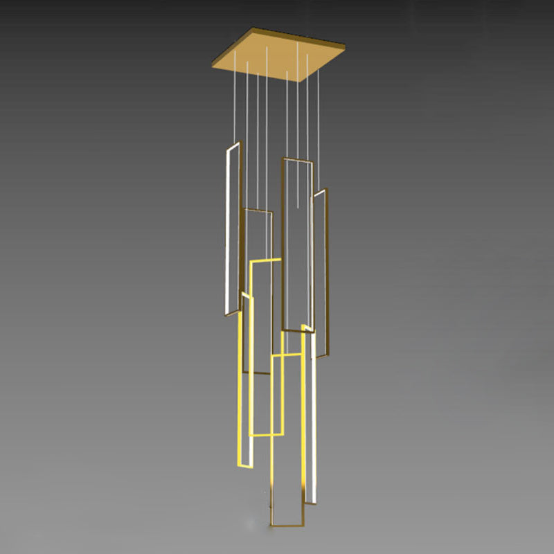 Plafonnier LED moderne minimaliste en fer, aluminium et silice rectangulaire pour escalier 