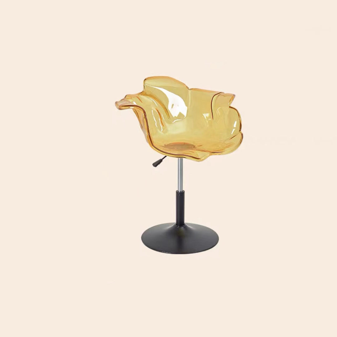 Chaise de salle à manger contemporaine créative en forme de pétale en PC, relevable, avec dossier et accoudoirs, pour salle à manger 
