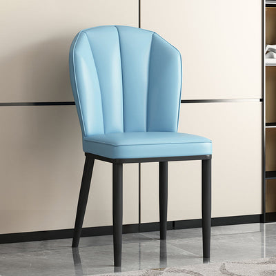 Chaise de salle à manger avec dossier en cuir moderne de luxe en acier au carbone et éponge, coque carrée pour salle à manger 