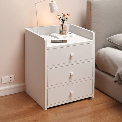 Table de chevet rectangulaire minimaliste moderne en panneau de densité avec 1/2/3 tiroirs pour chambre à coucher 