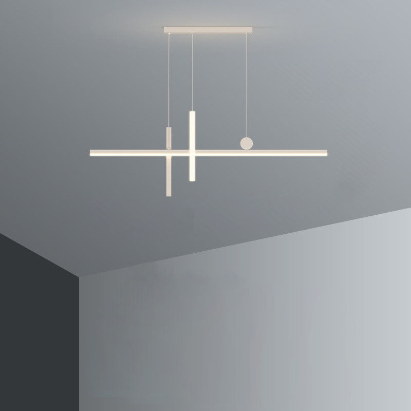 Moderne minimalistische Streifen Kegel Kreis Eisen Acryl LED Kronleuchter Insel Licht für Esszimmer 