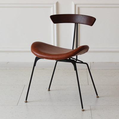 Chaise de salle à manger contemporaine en fourmi industrielle, bois, armature en cuir, tissu, éponge avec dossier pour salle à manger 
