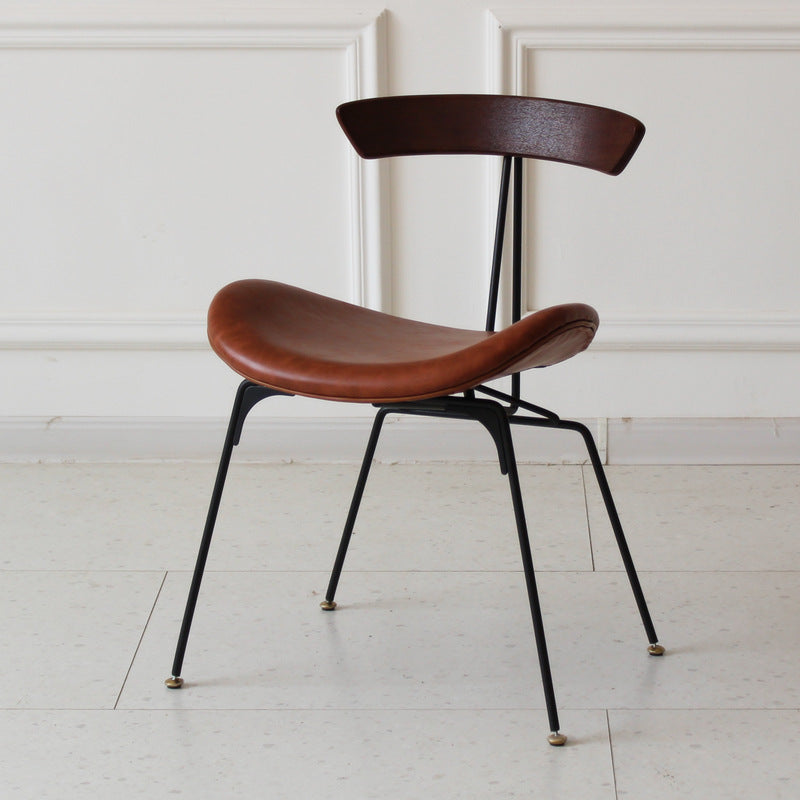 Chaise de salle à manger contemporaine en fourmi industrielle, bois, armature en cuir, tissu, éponge avec dossier pour salle à manger 