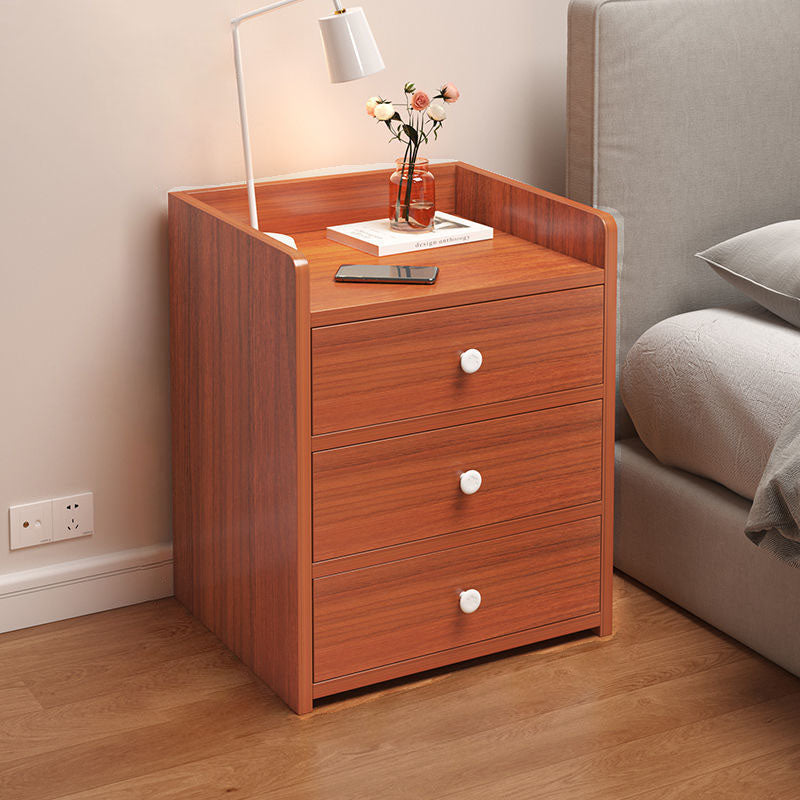 Table de chevet rectangulaire minimaliste moderne en panneau de densité avec 1/2/3 tiroirs pour chambre à coucher 