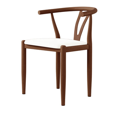 Chaise de salle à manger avec dossier incurvé carré en cuir de simplicité moderne, acier au carbone et éponge 