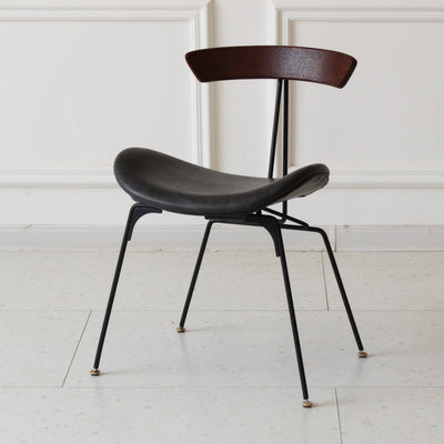 Chaise de salle à manger contemporaine en fourmi industrielle, bois, armature en cuir, tissu, éponge avec dossier pour salle à manger 