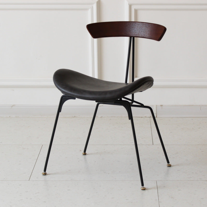 Chaise de salle à manger contemporaine en fourmi industrielle, bois, armature en cuir, tissu, éponge avec dossier pour salle à manger 