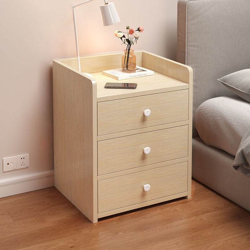 Table de chevet rectangulaire minimaliste moderne en panneau de densité avec 1/2/3 tiroirs pour chambre à coucher 