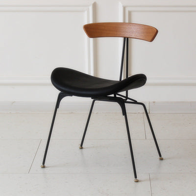 Chaise de salle à manger contemporaine en fourmi industrielle, bois, armature en cuir, tissu, éponge avec dossier pour salle à manger 