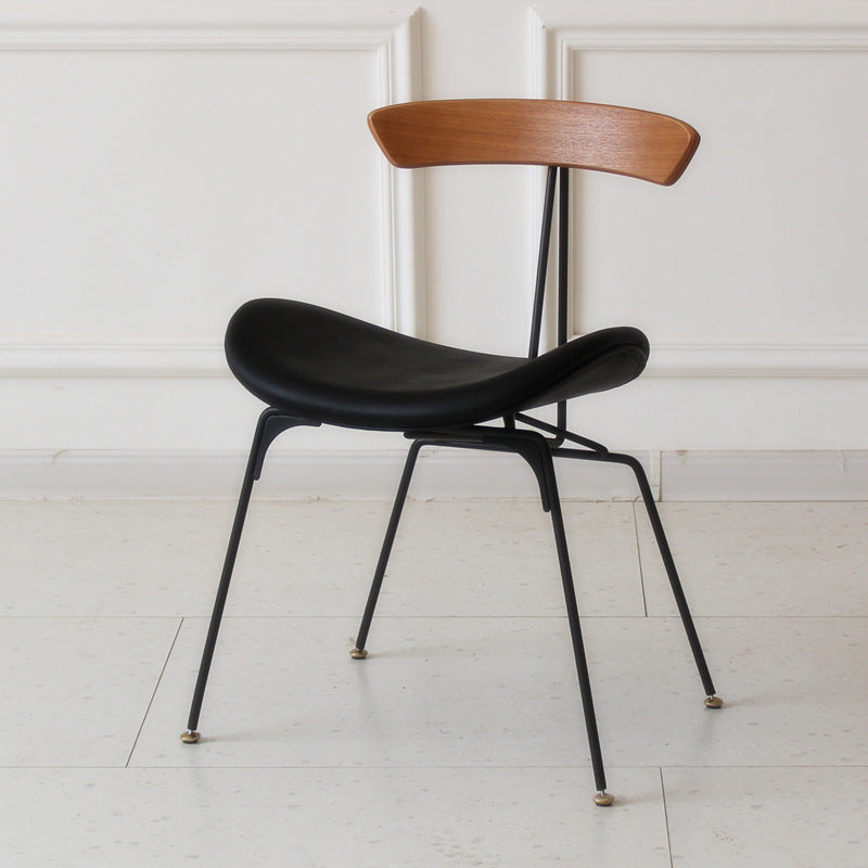 Chaise de salle à manger contemporaine en fourmi industrielle, bois, armature en cuir, tissu, éponge avec dossier pour salle à manger 